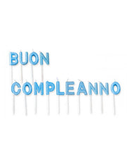 Candeline Di Compleanno In Cera Azzurre Scritta Buon Compleanno Glitter 7cm