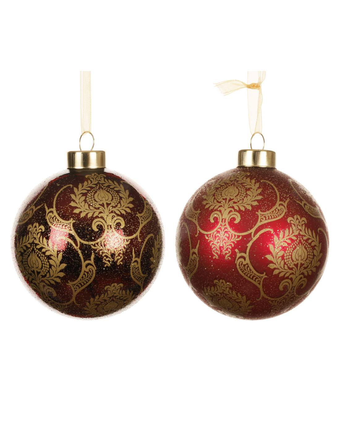 Pallina Albero Di Natale In Vetro Classica Con Decori Oro 8cm