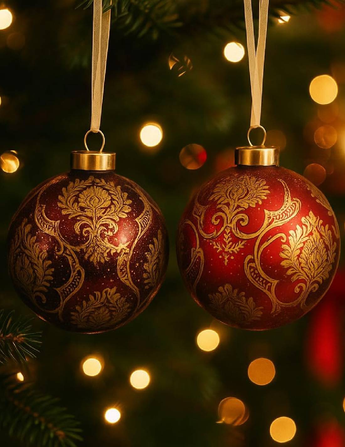 Pallina Albero Di Natale In Vetro Classica Con Decori Oro 8cm