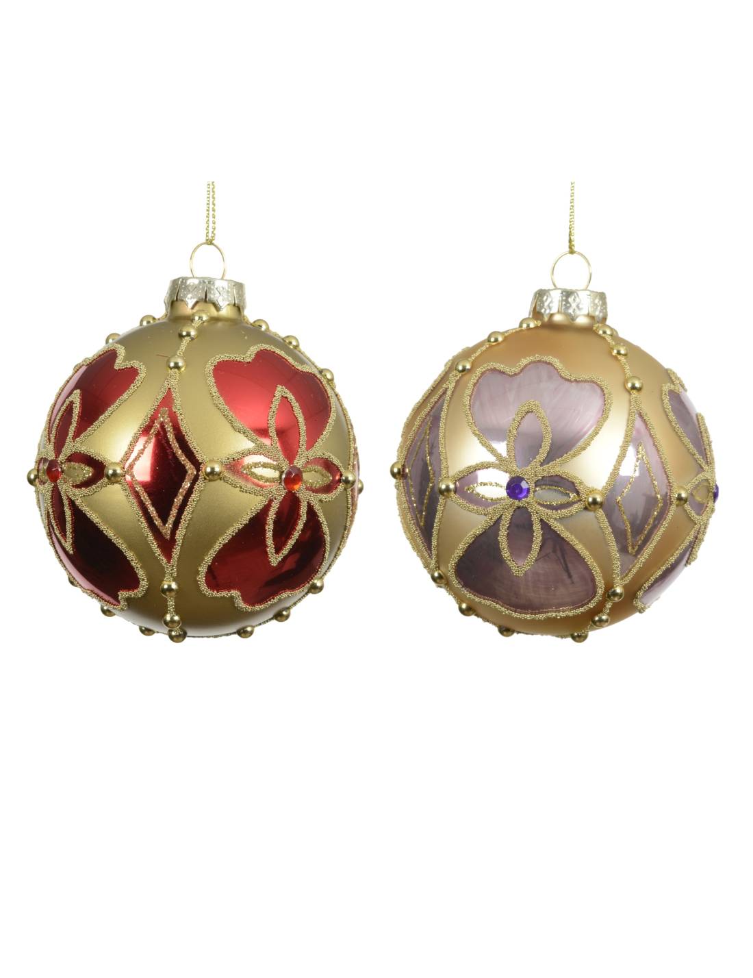 Pallina Albero Di Natale In Vetro Con Diamanti 8cm