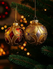 Pallina Albero Di Natale In Vetro Con Diamanti 8cm