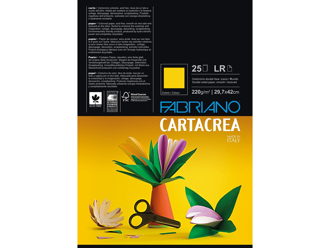 Cartacrea Fabriano Cartoncino Double Face Liscio/Ruvido 220gr 29,7x42cm Panna