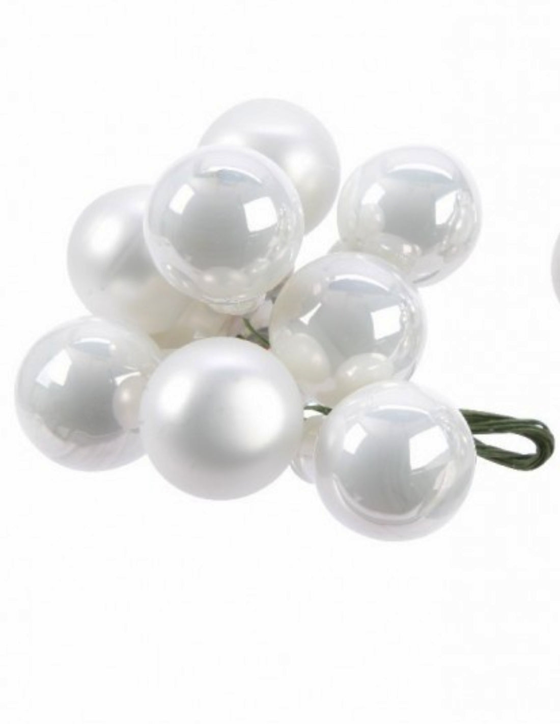 Palline Albero Di Natale In Vetro Bianche 2,5cm Grappolo Da 12pz