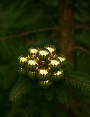 Palline Albero Di Natale In Vetro Grappolo 12pz Oro Lucido 2.5cm