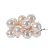Palline Albero Di Natale In Vetro Avorio Lucido 2.5cm Grappolo Da 12pz