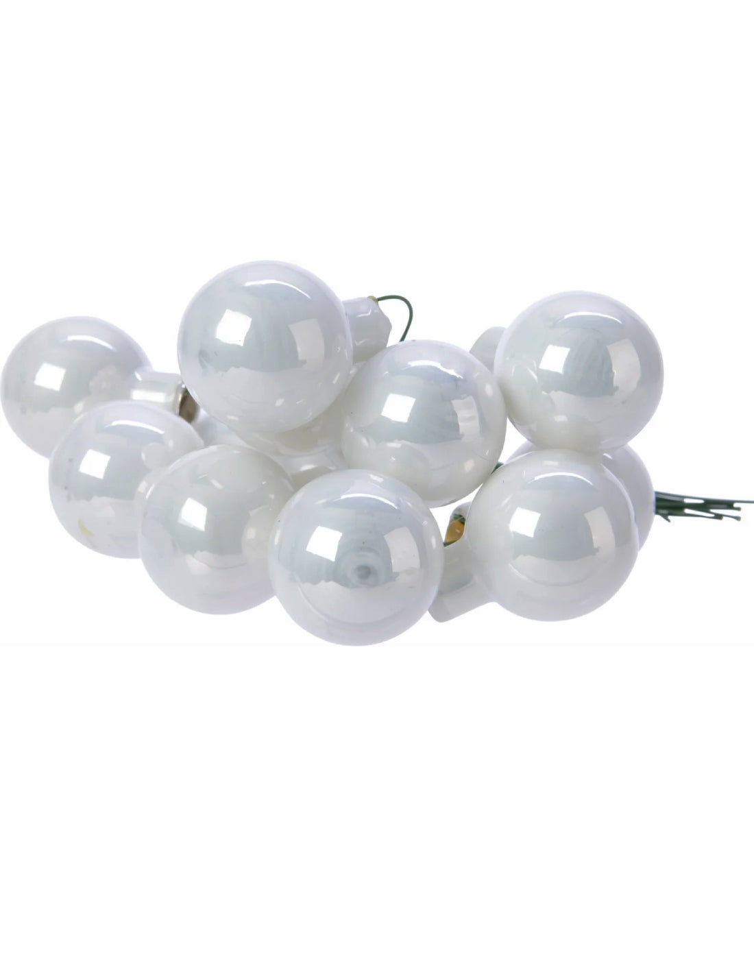 Palline Albero Di Natale In Vetro Argento 2,5cm Grappolo 12pz