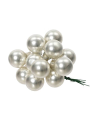 Palline Albero Di Natale In Vetro Argento Opaco Grappolo 12pz 2,5cm