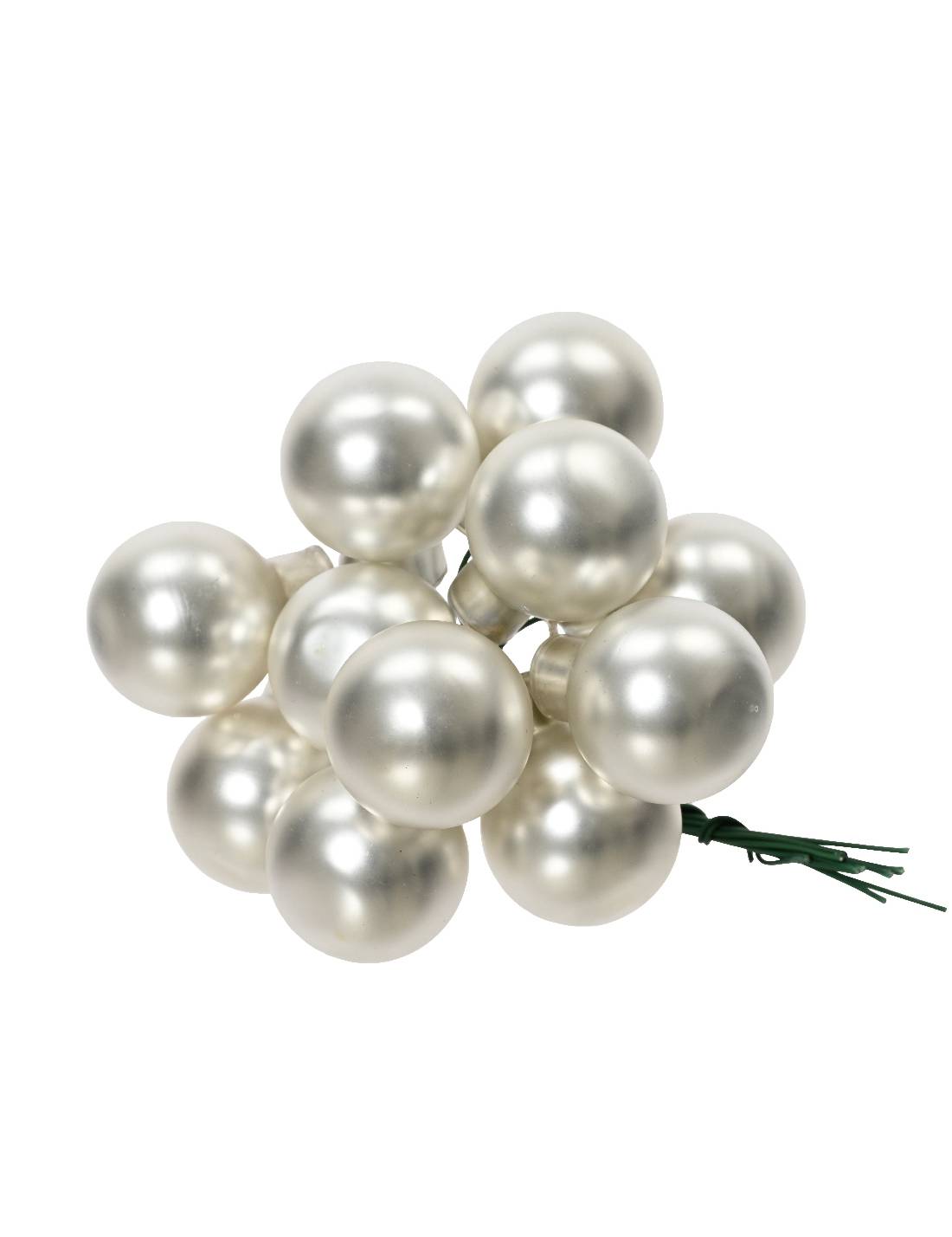 Palline Albero Di Natale In Vetro Argento Opaco Grappolo 12pz 2,5cm