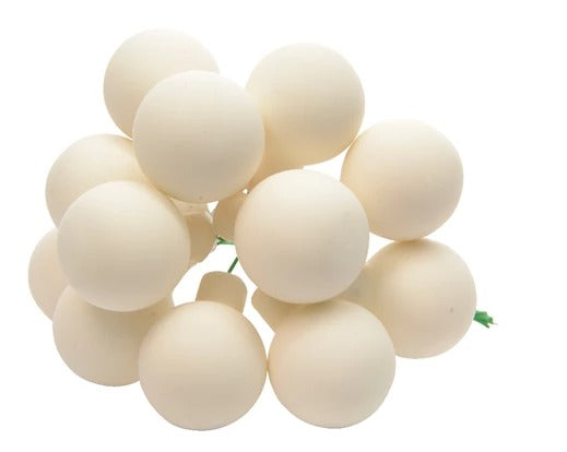 Palline Albero Di Natale In Vetro Bianco Opaco Grappolo 12pz 2,5cm