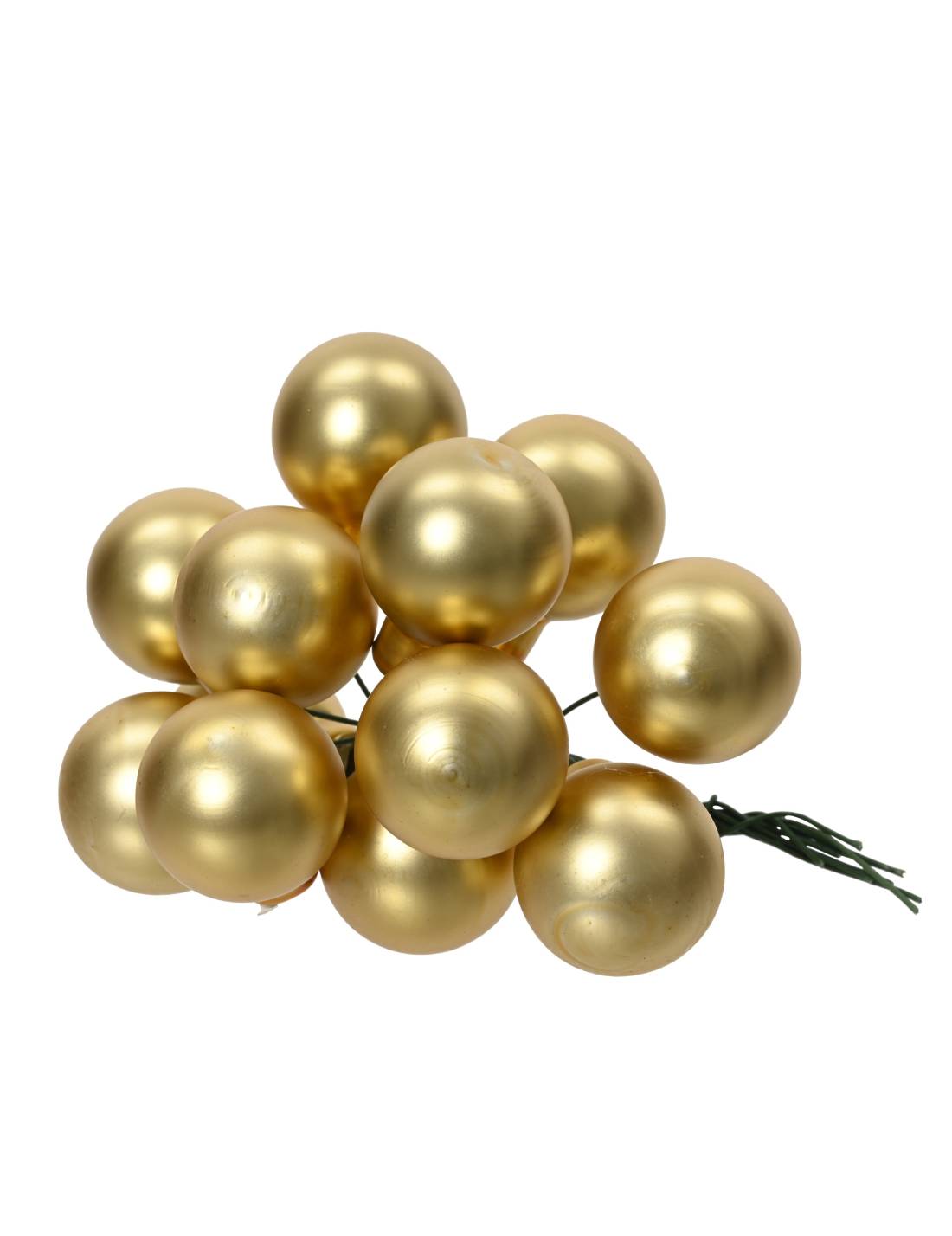 Palline Albero Di Natale In Vetro Grappolo 12pz Oro Opaco 2.5cm
