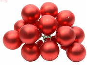 Palline Albero Di Natale In Vetro Rosso Opaco Chiaro 2.5cm Grappolo Da 12pz