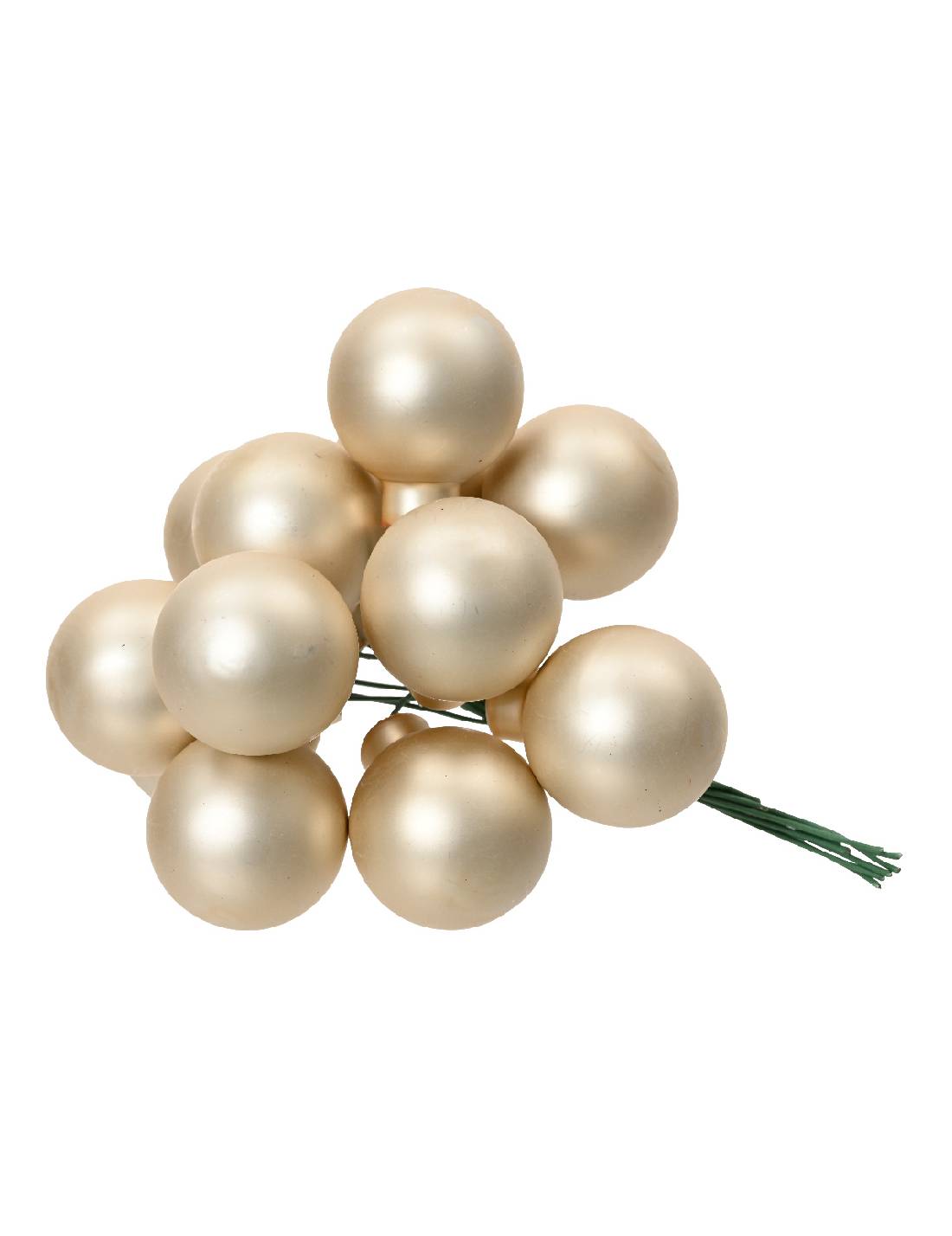 Palline Albero Di Natale In Vetro Avorio Opaco 2.5cm Grappolo Da 12pz