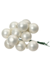 Palline Albero Di Natale In Vetro Bianco Opaco 2.5cm Grappolo Da 12pz