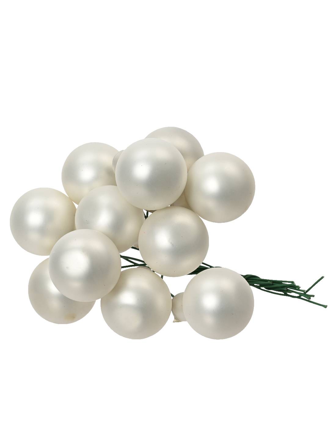 Palline Albero Di Natale In Vetro Bianco Opaco 2.5cm Grappolo Da 12pz