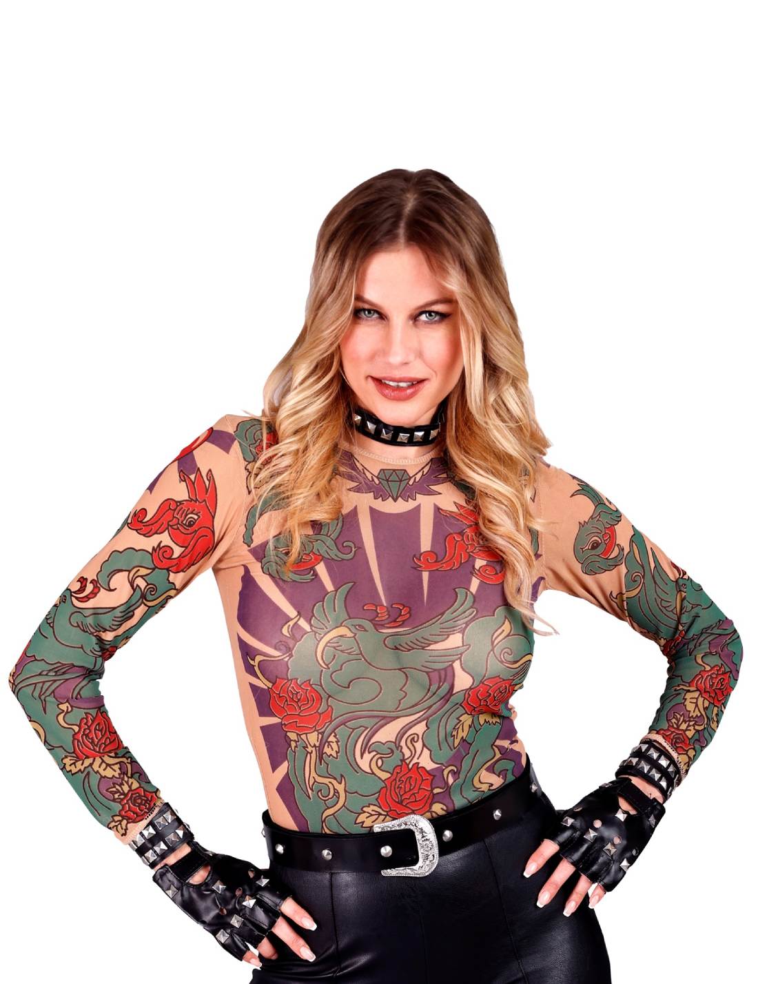 Guanti Di Carnevale Borchiati Senza Dita
