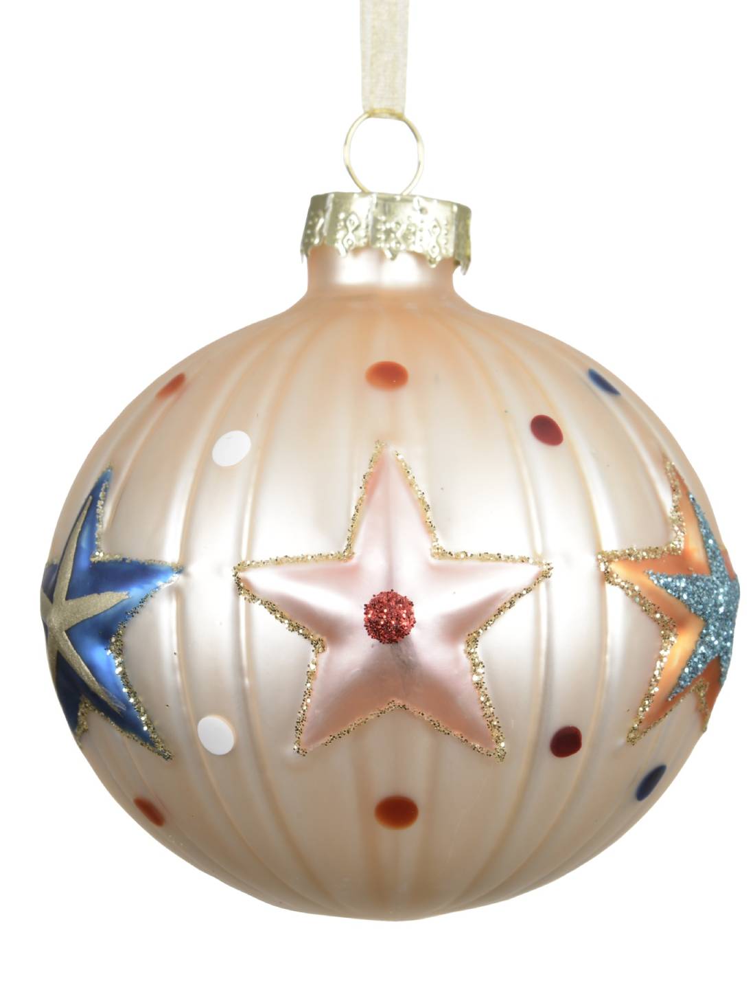 Pallina Albero Di Natale In Vetro Stelle Marine 8cm
