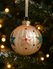 Pallina Albero Di Natale In Vetro Stelle Marine 8cm