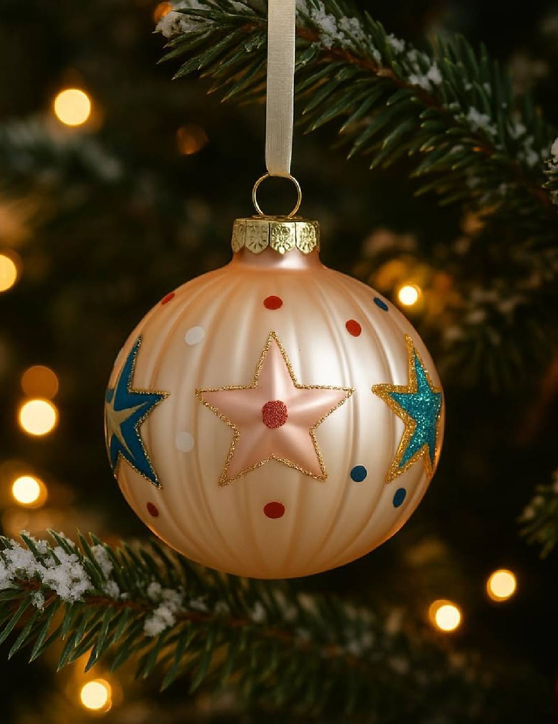 Pallina Albero Di Natale In Vetro Stelle Marine 8cm