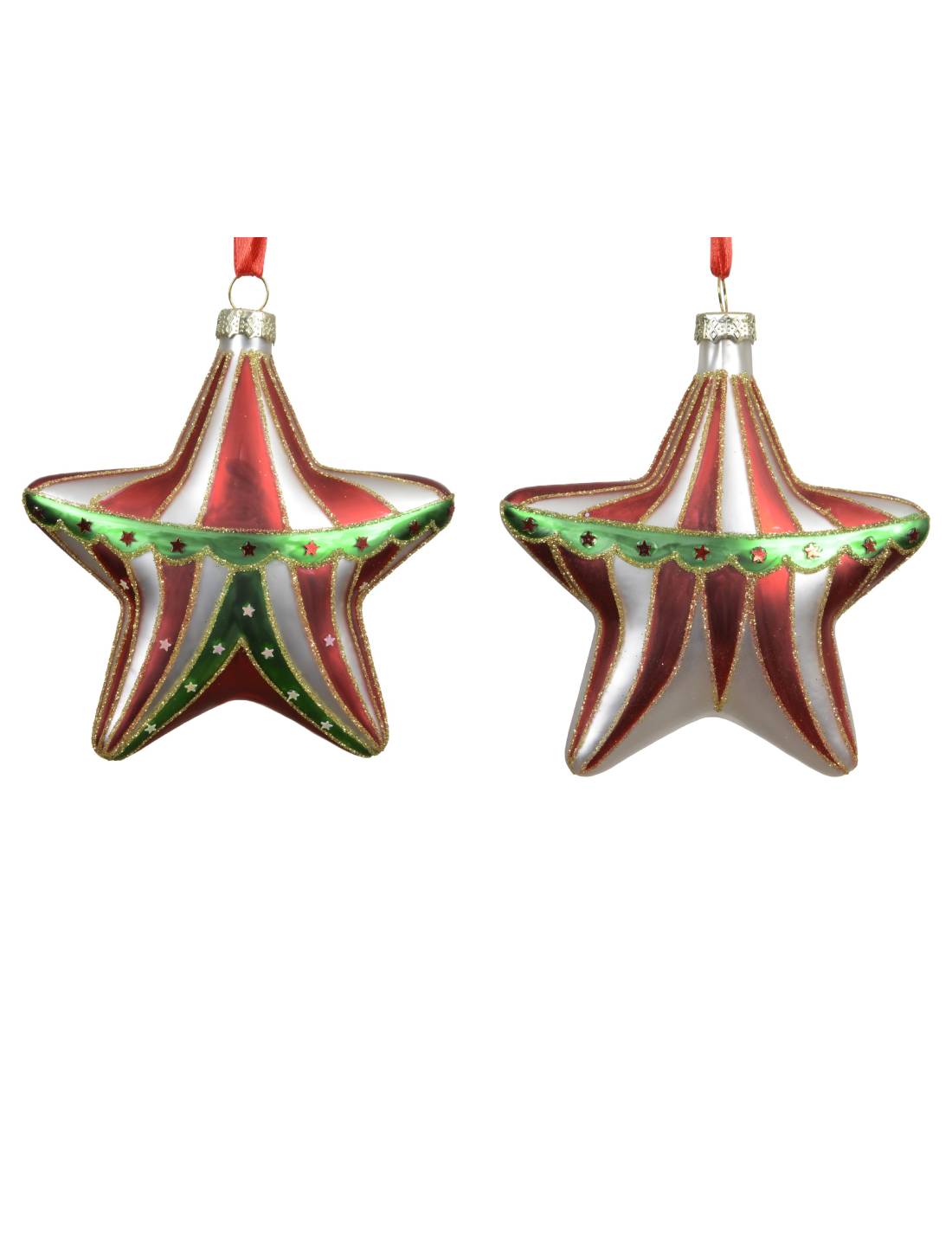 Pallina Albero Di Natale In Vetro Stella Circense 11cm