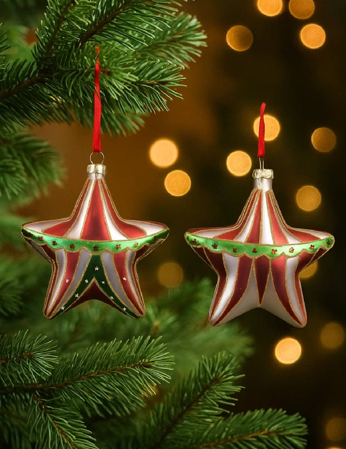 Pallina Albero Di Natale In Vetro Stella Circense 11cm