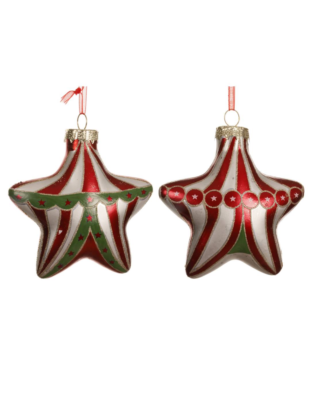 Pallina Albero Di Natale In Vetro Stella Circense 9cm
