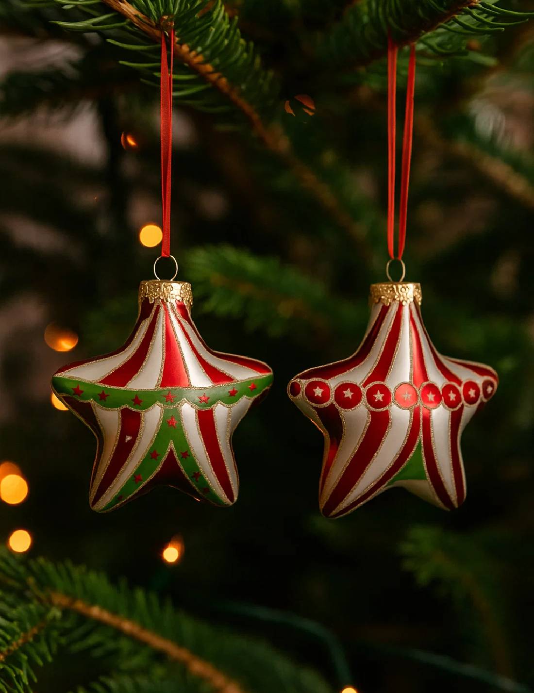 Pallina Albero Di Natale In Vetro Stella Circense 9cm