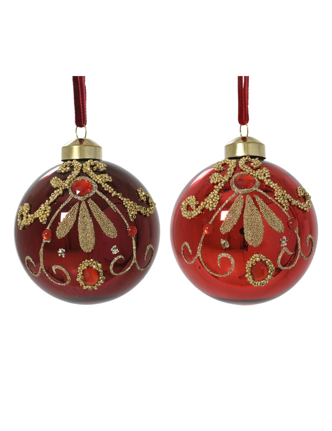 Pallina Albero Di Natale In Vetro Dettagli Gioiello 8cm