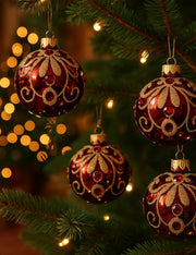 Pallina Albero Di Natale In Vetro Dettagli Gioiello 8cm