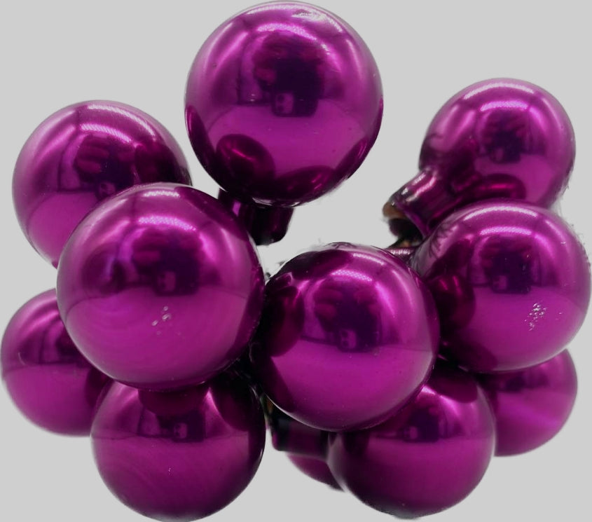 Palline Albero Di Natale In Vetro Fucsia Lucido 2cm Grappolo Da 10pz