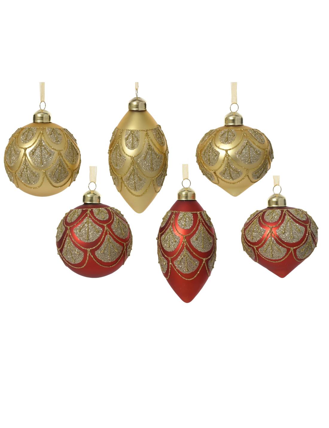 Pallina Albero Di Natale In Vetro Con Decorazione Dorata 8cm