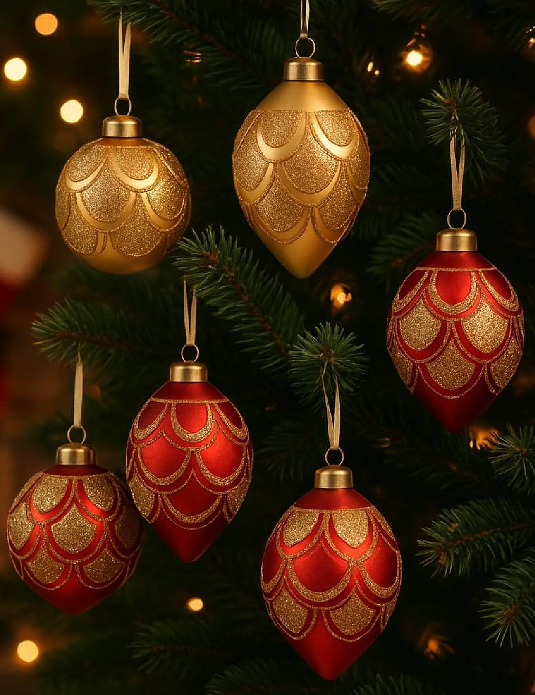 Pallina Albero Di Natale In Vetro Con Decorazione Dorata 8cm