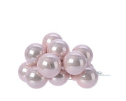 Palline Albero Di Natale In Vetro Rosa Cipria Lucido 2.5cm Grappolo Da 12Pz