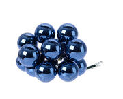 Palline Albero Di Natale In Vetro Blu Notte Lucido 2.5cm Grappolo Da 12Pz