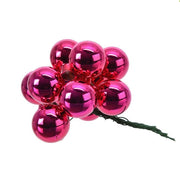 Pallina Albero Di Natale In Vetro Fucsia Lucido 2.5cm Grappolo Da 12pz