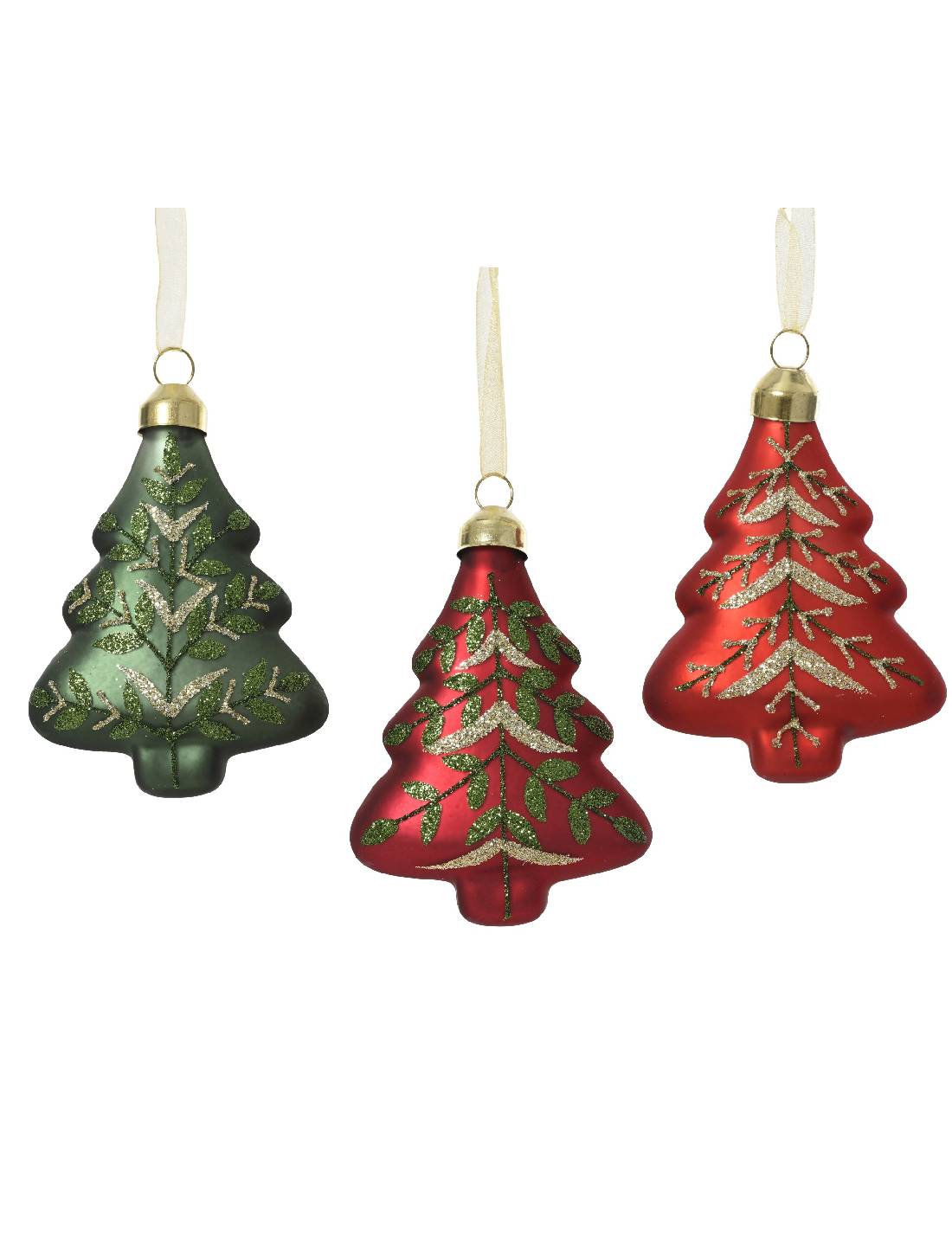 Pallina Albero Di Natale In Vetro Alberello Glitter 10cm
