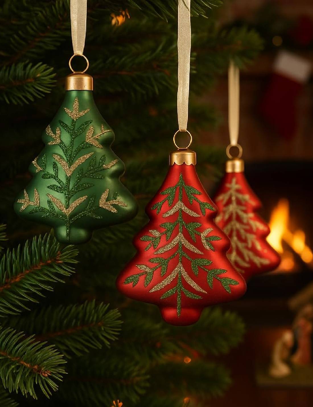 Pallina Albero Di Natale In Vetro Alberello Glitter 10cm