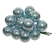 Palline Albero Di Natale Vetro Azzurro Cenere Lucido 2.5cm Grappolo Da 12pz