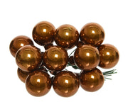 Palline Albero Di Natale In Vetro Cannella Lucido 2.5cm Grappolo Da 12pz