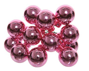 Palline Albero Di Natale In Vetro Fucsia Lucido 2.5cm Grappolo 12cm