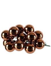 Palline Albero Di Natale In Vetro Caffè Lucido 2.5cm Grappolo Da 12pz