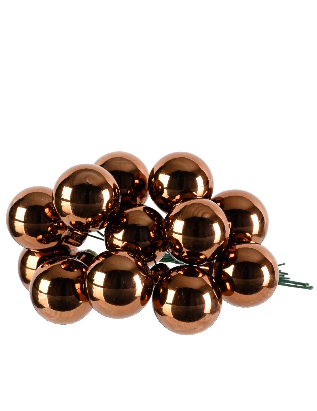 Palline Albero Di Natale In Vetro Caffè Lucido 2.5cm Grappolo Da 12pz