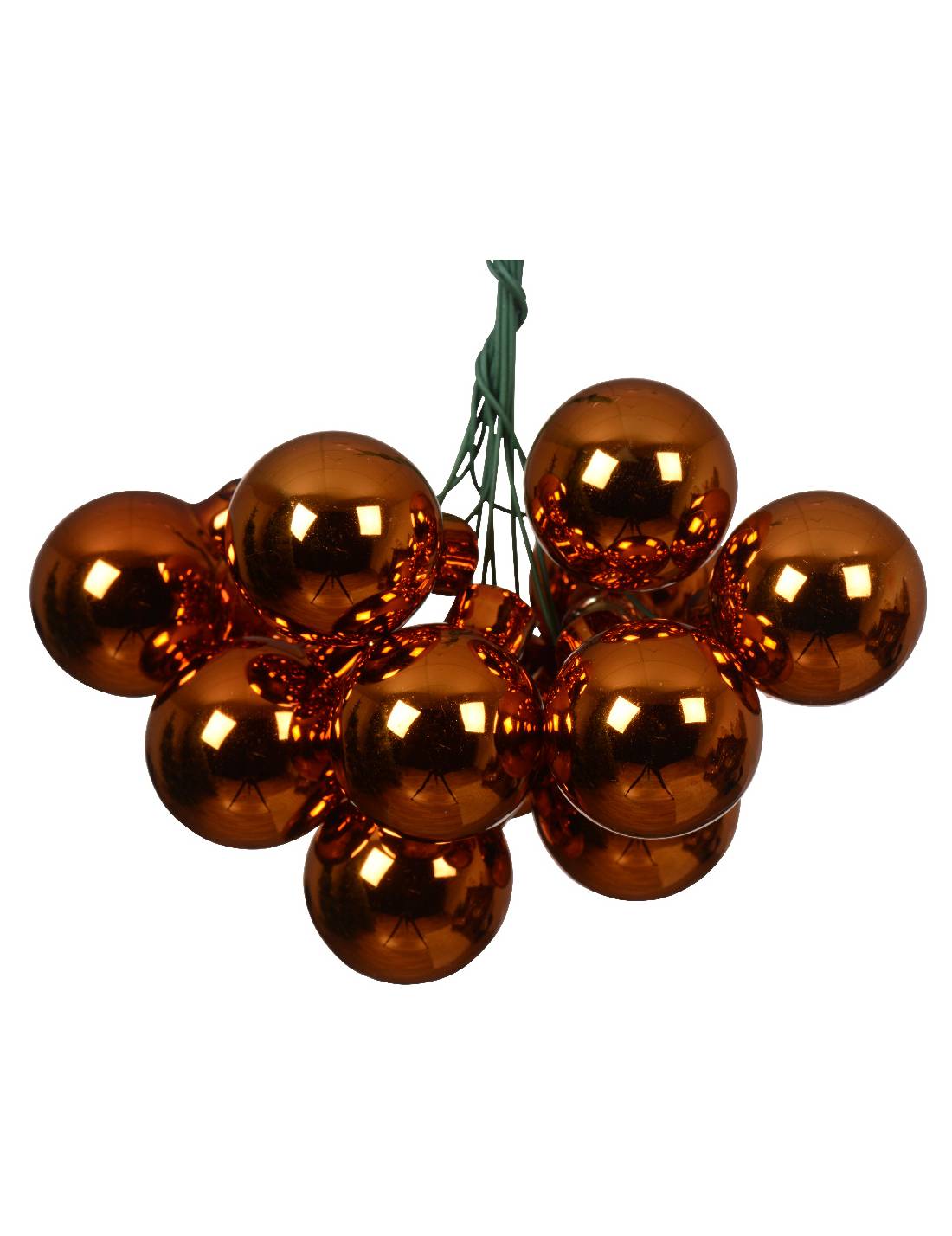 Palline Albero Di Natale In Vetro Rame 2.5cm Grappolo Da 12pz