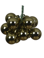 Palline Albero Di Natale In Vetro Grappolo 12pz Rosmarino Lucido 2.5cm