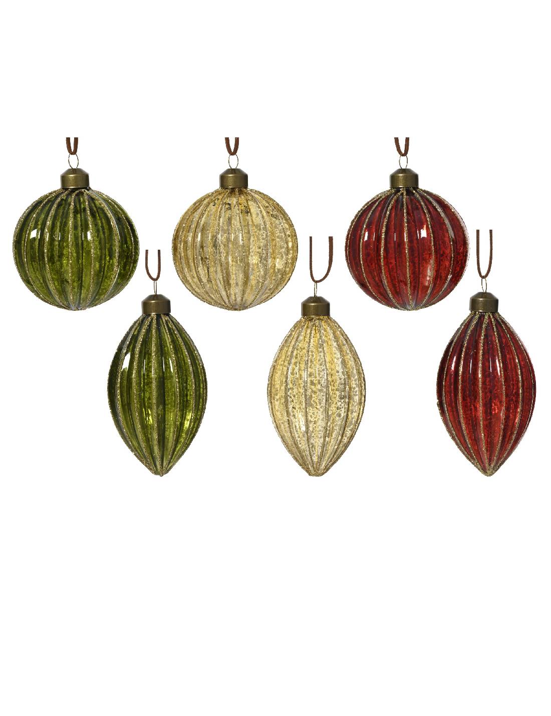 Pallina Albero Di Natale In Vetro Linee Dorate 8cm