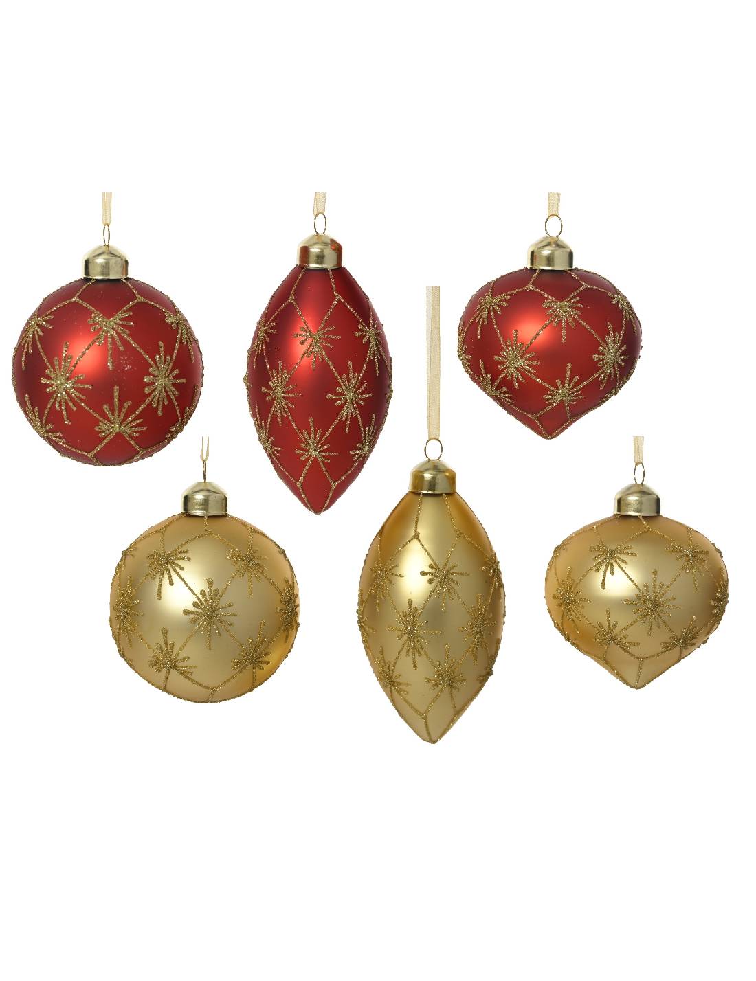 Pallina Albero Di Natale In Vetro Motivo Stellato 8cm