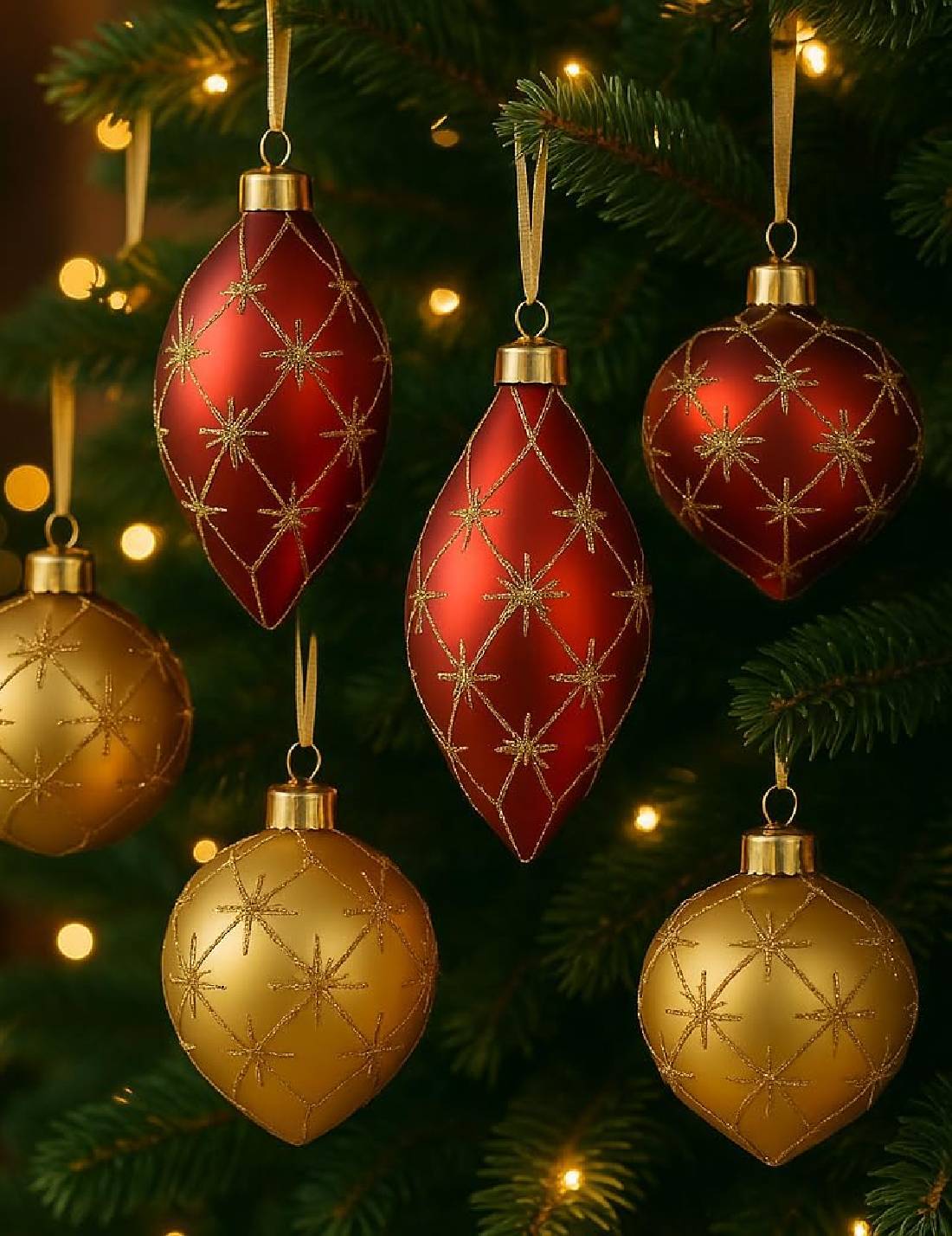 Pallina Albero Di Natale In Vetro Motivo Stellato 8cm