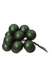 Palline Albero Di Natale In Vetro Grappolo 12pz Verde Pino Opaco 2.5cm