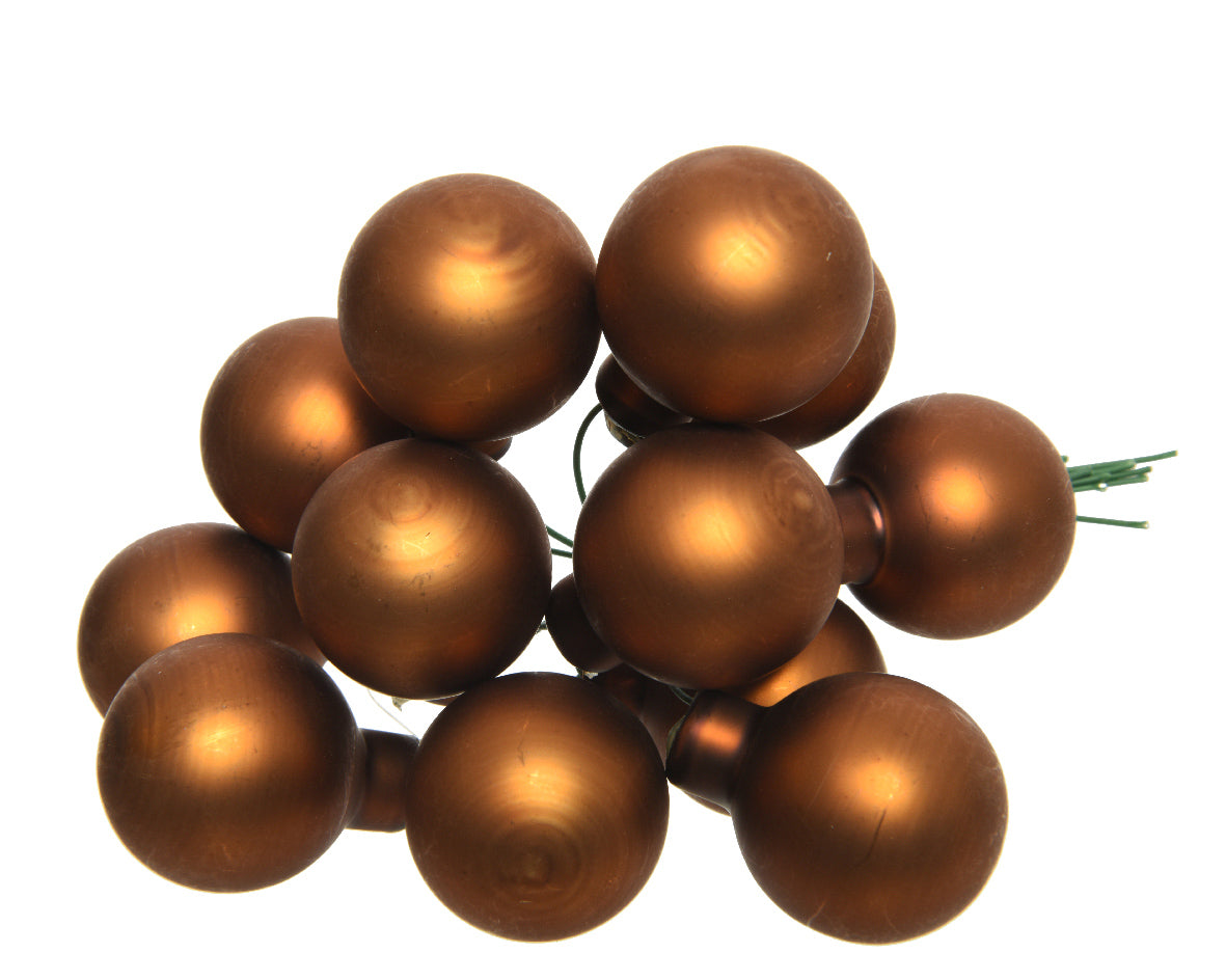 Pallina Albero Di Natale In Vetro Cannella 2.5cm Grappolo Da 12Pz