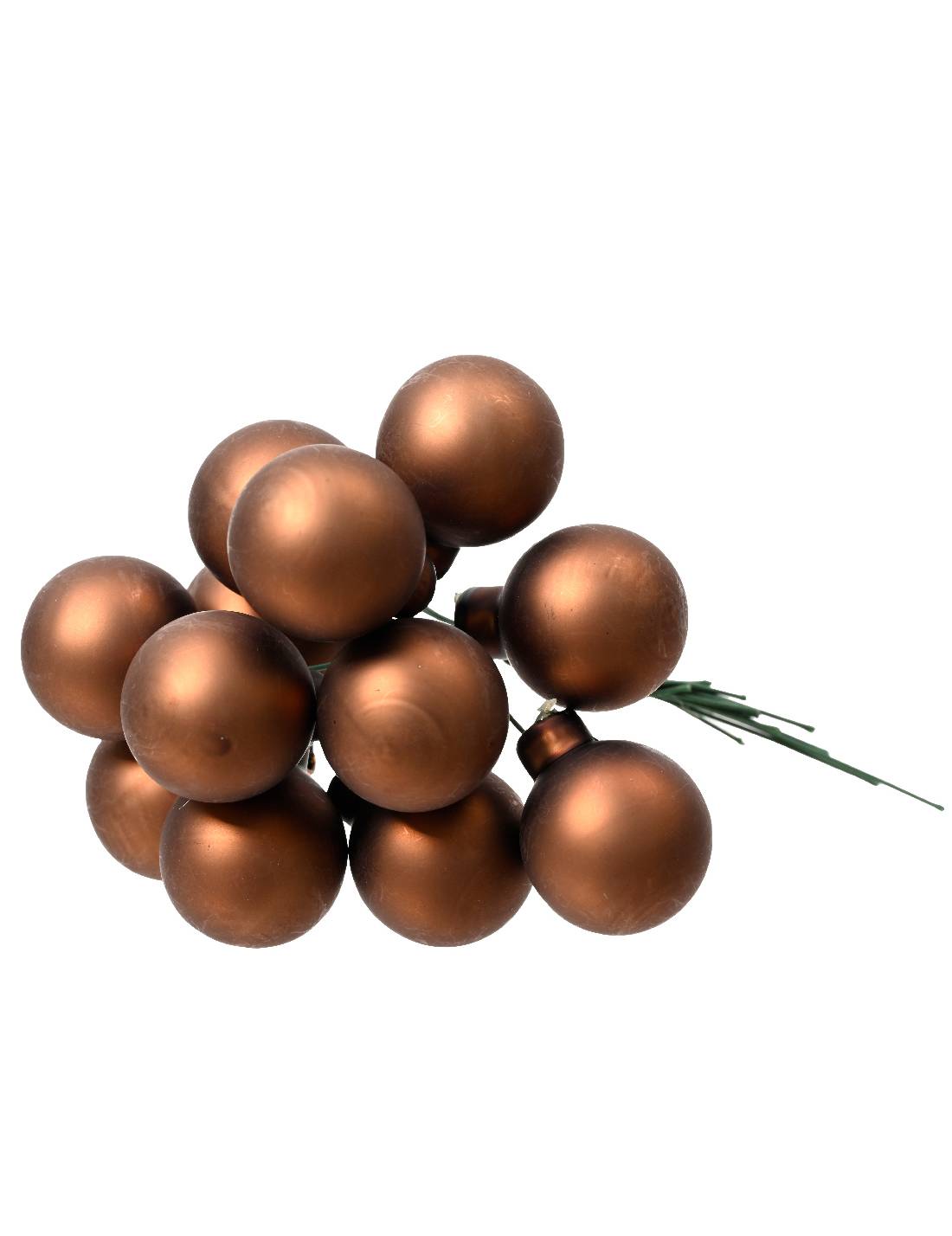 Palline Albero Di Natale In Vetro Caffè Opaco 2.5cm Grappolo Da 12pz