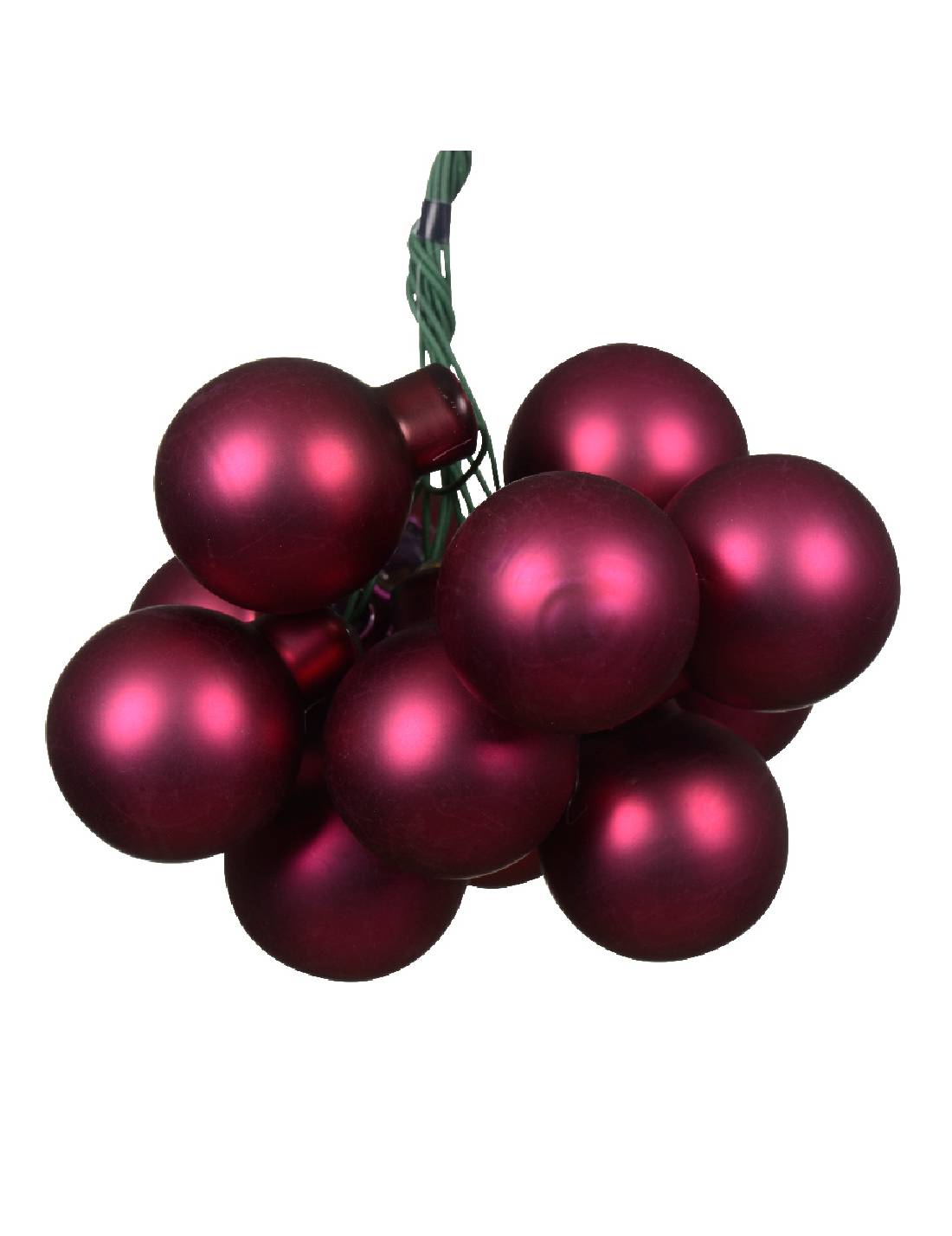 Palline Albero Di Natale In Vetro Melograno Opaco 2.5cm Grappolo Da 12pz